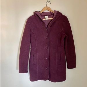 L.L. Bean purple fleece hooded jacket, S